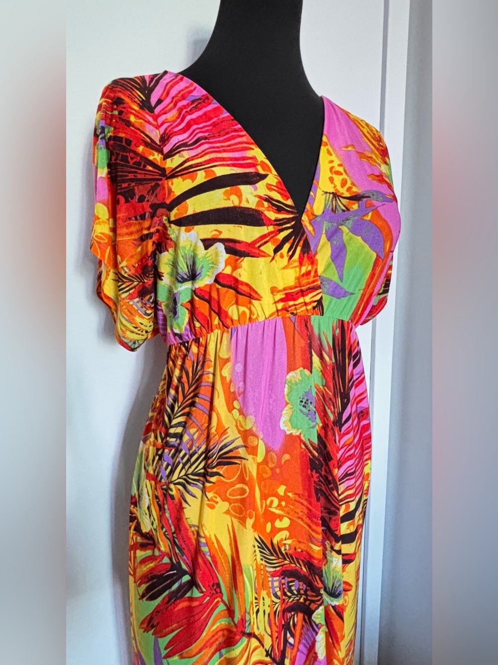 Pretty Young Thing brand tropical floral maxi dress